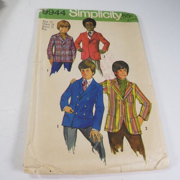 Simplicity 9944 clothing pattern Boys Suit Jacket (complete) - Picture 2 of 8